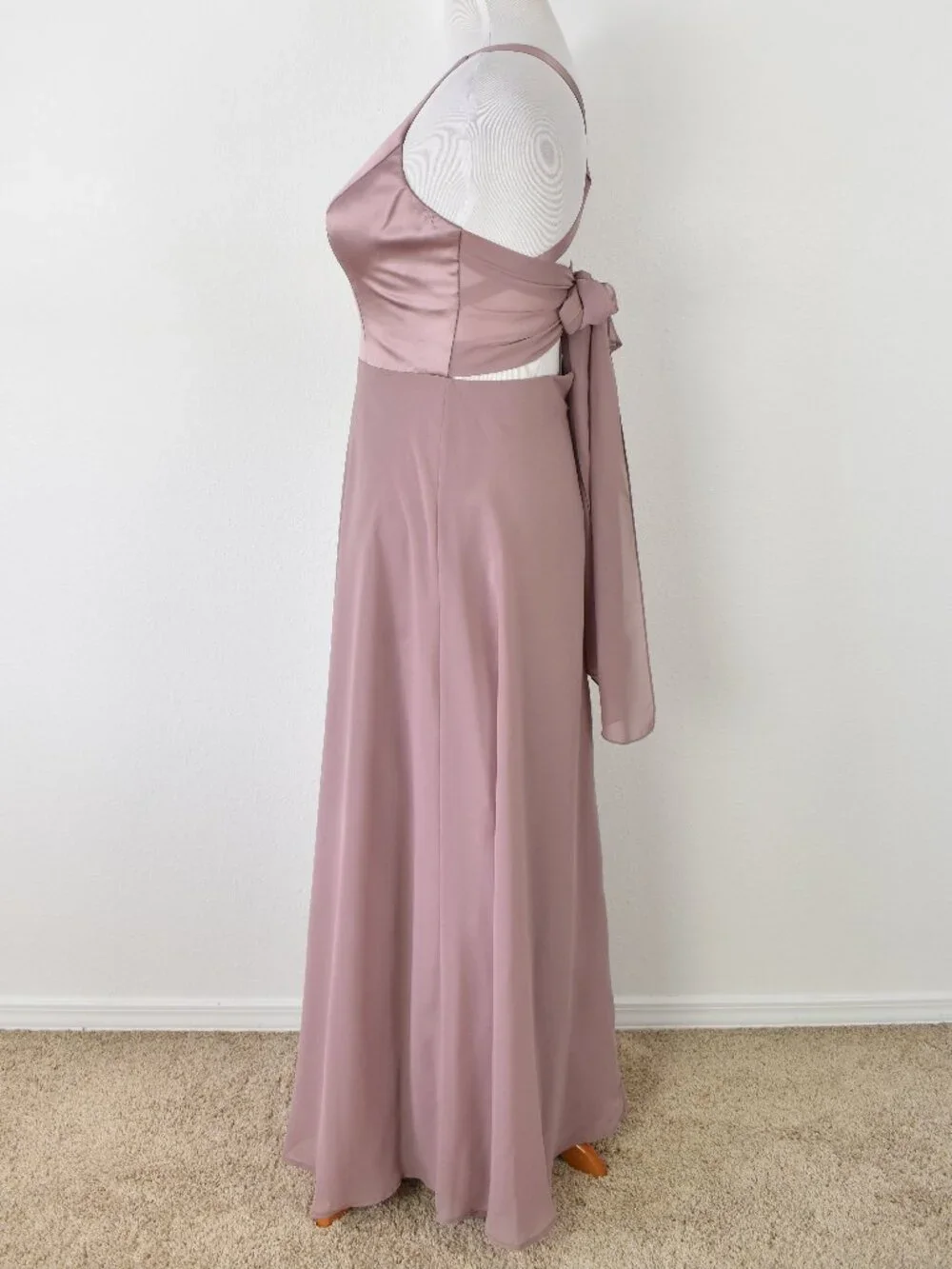 Sorella Vita 9318 Dusty Rose Satin and Chiffon Strappy V-Neck Formal Dress - 12 - Picture 5 of 9